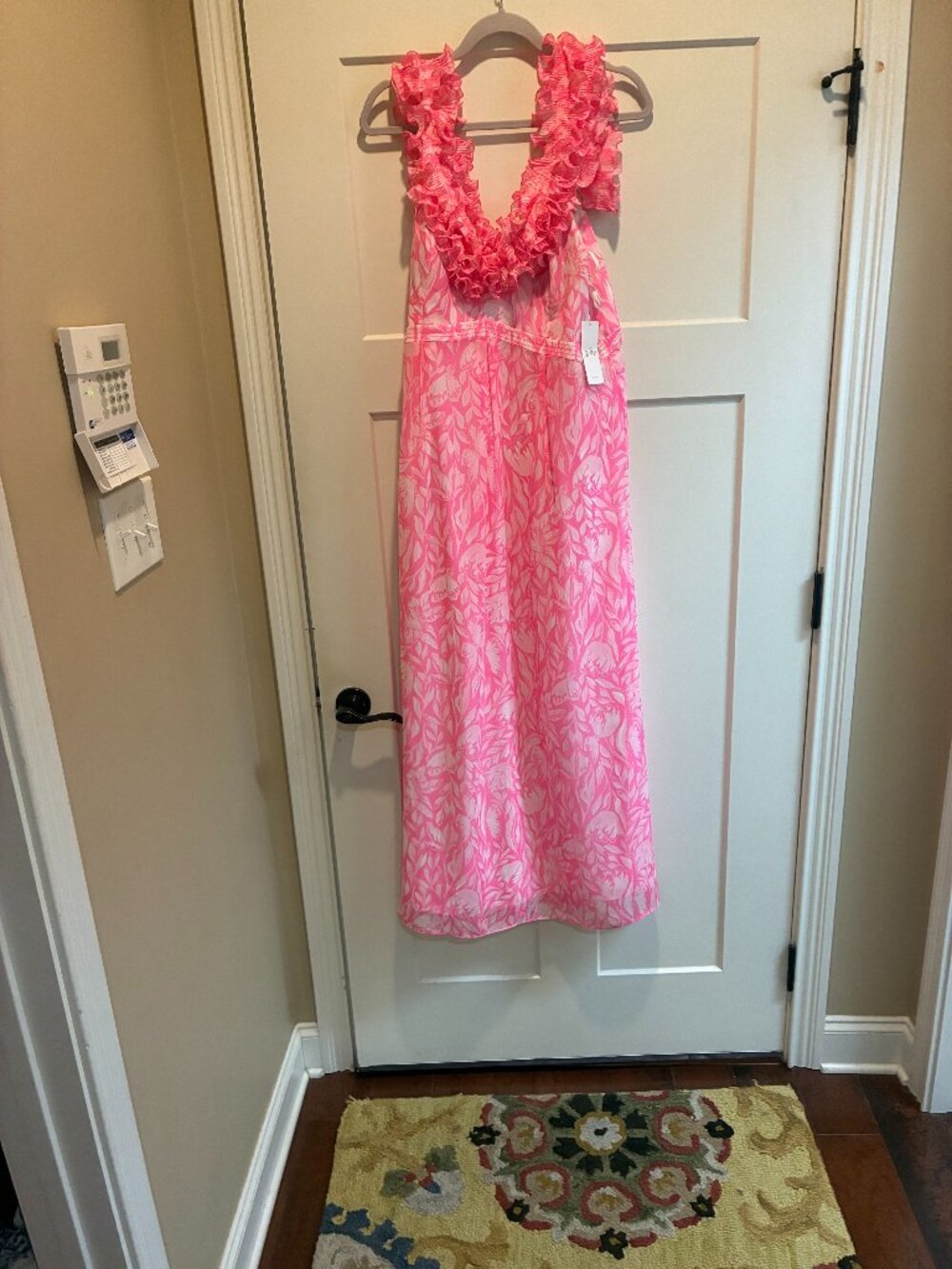 Ruffles Ruffles Ruffles !!!!!  Lilly Pulitzer Pink Maxi Dress Size 14